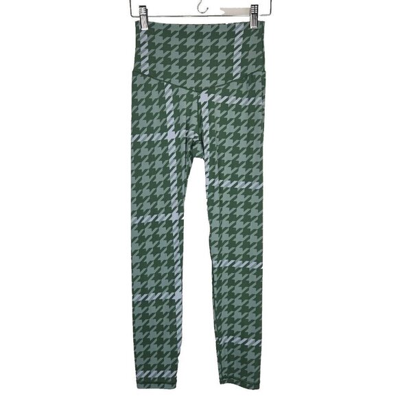 Offline By Aerie Real Me Xtra 7/8 Leggings M Green Houndstooth High Waist - Picture 1 of 12